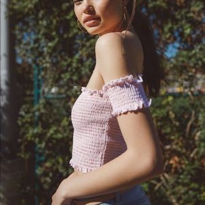 Pacsun Crop Top- Smocked Crop T-shirt